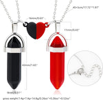 El Regalo Unisex 2Pcs/Set Crystal BFF Best Friend Magnetic Couple Matching Split Heart Pendant Necklaces for Besties/Couples - Valentines Day Gift (Red & Black)