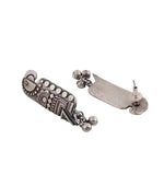 El Regalo Oxidized Bird Ghungroo Stud Earrings- Silver Lookalike Parrot Bird Handcrafted Statement Earrings