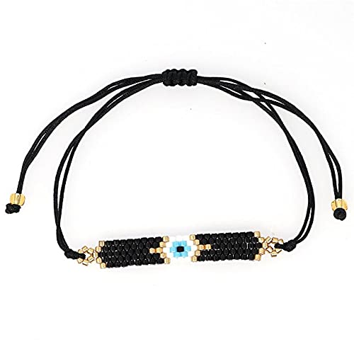 El Regalo Fashion Miyuki Evil Eye Bracelet | Japanese Miyuki Seed Beads Lucky Unisex Bracelets for All | Handmade 100% Authentic Japanese Miyuki Seed Beads Bracelets (Black)