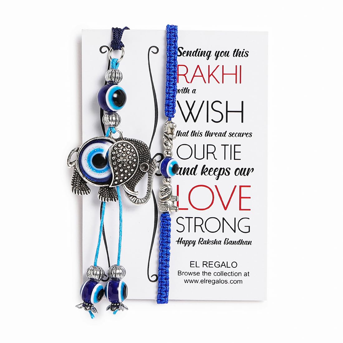 El Regalo 2 PCs Evil Eye Couple Rakhi Set for Bhaiya and Bhabhi- Bhaiya Bhabhi Luma Rakhi Set- Brother/Bhabhi Rakhi Combo For Unisex Adult