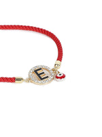 El Regalo Name Initials Evil Eye Bracelet Rakhi for Brother- Name Letter CZ Rakhi with Roli Chawal, Message Card in Rakshabandhan Box for Bhai (Red- E)