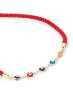 El Regalo 1PC Designer Fancy Evil Eye Rakhi for Brother/Sister-in-Law- Evil Eye Beads Adjustable Bracelet Rakhi with Roli Chawal, Rakhi Message Card in Rakhi Gift Box (Red)