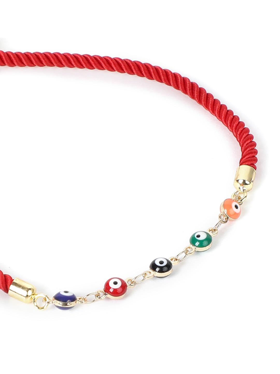 El Regalo 1PC Designer Fancy Evil Eye Rakhi for Brother/Sister-in-Law- Evil Eye Beads Adjustable Bracelet Rakhi with Roli Chawal, Rakhi Message Card in Rakhi Gift Box (Red)