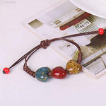 El Regalo Love Heart Ceramic Bracelet, Flower-Glazed Beaded Bracelet for Girls & Women - Adjustable Hearts Bracelet