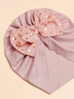 El Regalo 1PC Baby Turban Headband - Soft Nylon Bow with Golden Polka Dots - Newborn to Toddler Headwrap for Baby Girls - Stretchy & Comfortable Fit for 6 Months to 5 Years (Lavender, One Size)