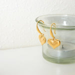 El Regalo Stainless Steel Heart Hoop Earrings- Waterproof/Anti-Tarnish Vintage Love Drop Huggie Hoop Earrings for All Day Wear (Gold-Hook)