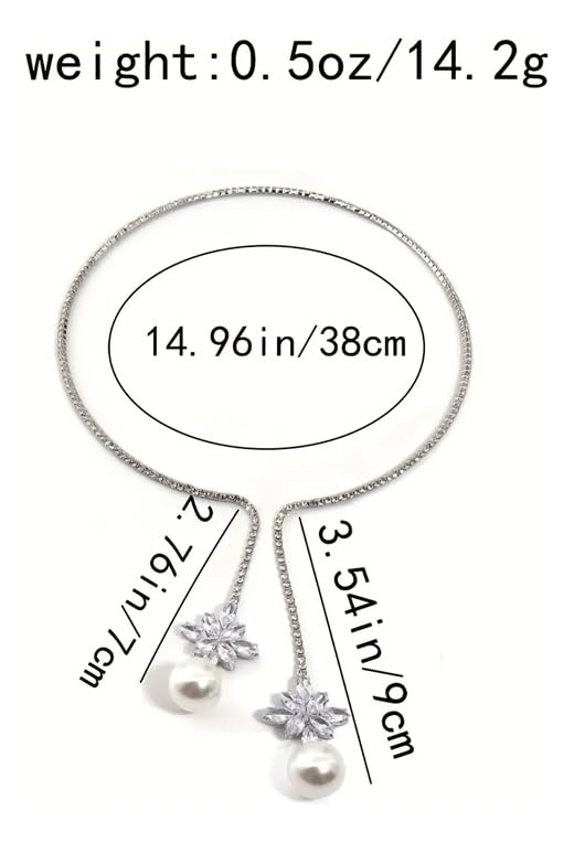 El Regalo Modern CZ Choker Necklace for Women & Girls | Minimalist Open Zircon Butterfly & Lariat Pearl Designs | Elegant Western Party Jewellery | Silver-Plated Statement Neckpiece | Ideal Birthday & Anniversary Gift (Lariat Pearl Droplet)