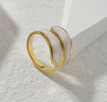 El Regalo Stainless Steel Oil Drip Enamel Finger Ring for Girls & Women- Fancy, Contemporary Adjustable Irregular Finger Rings (Cream)