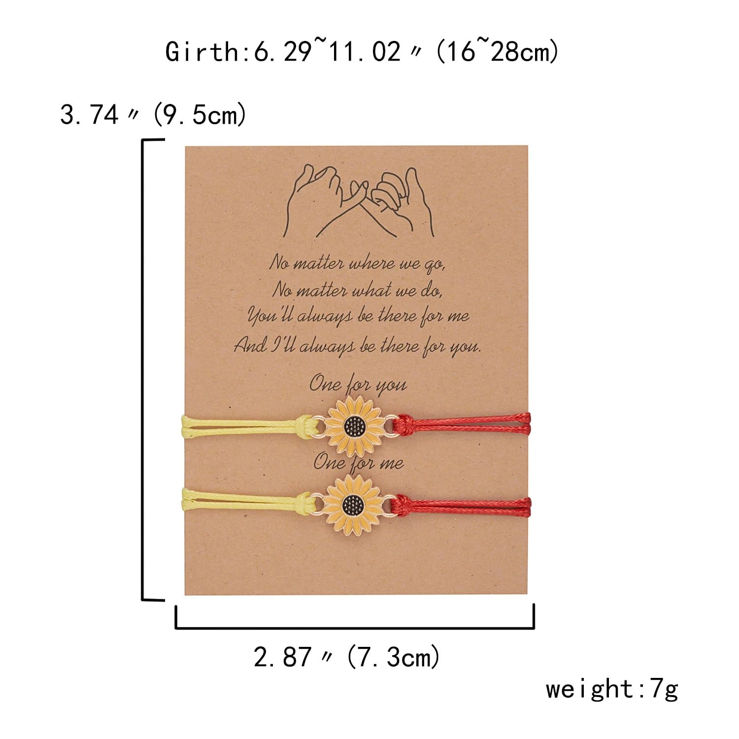El Regalo 2PCs Minimalist Sunflower Rakhi Set for Bhai/Bhabhi/Niece/Nephew - Designer Pinky Promise Rakhi with Roli-Chawal Shagun Pack, Rakhi Message Card in Rakhi Gift Box (Red & Yellow)