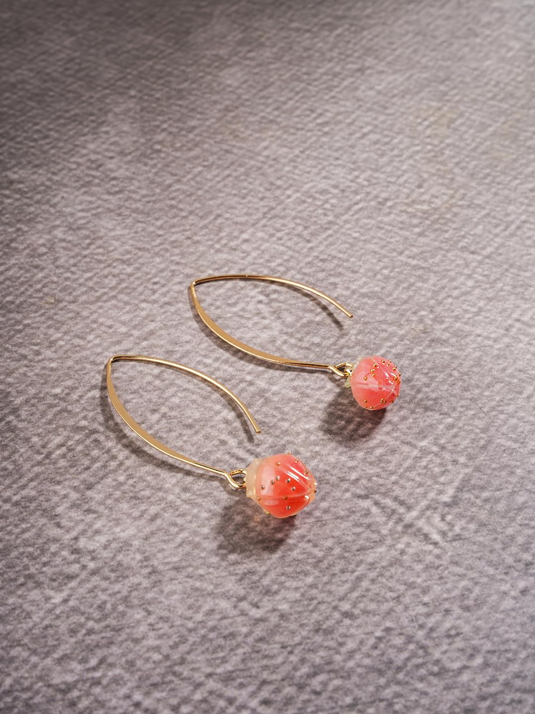 El Regalo Cute & Elegant Flower Bud Drop Long Hook Earrings- Super Elegant & Classy Gradient Color Flower Bud Earrings for Girls & Women, Contemporary Design (Fire Orange)