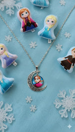 El Regalo Princess Crescent Moon Pendant Necklace for Girls- Enchanted Fairytale Character Jewelry with Filigree Detail, Silver-Tone Chain, Perfect Birthday Return Gift or Party for Toddlers and Kids (Style-5)