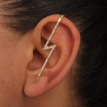 El Regalo 2PCs Fancy Lightning Bolt Edgy Hook Pin Ear Cuff Earring for Girls & Women - Ear Crawler Ear Pins (1 Gold & 1 Silver)