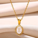 El Regalo Unisex Vintage Style Waterproof Name Initial Letters Pendant Necklaces - Stainless Steel Golden Initials Jewelry - Hypoallergenic Letters Pendant Chain (Letter E)