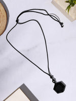 El Regalo Natural Healing Stones Hexagram Pendant Unisex Necklace for Men/Women (Black)