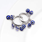 El Regalo 1 Pair Evil Eyes Charms Hoop Earrings for Girls & Women - Dangling Blue Evil Eye Earrings for Girls & Women
