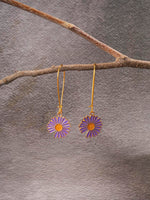 El Regalo Beautiful Enamel Flowers Long Hook Earrings for Women/Girls - Delicate Cute Flowers Charms Hook Earrings (Lavender Flower)