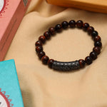 El Regalo 1 PC Natural Red Tiger Eye Stones with Antique Crown Charm Rakhi for Brother/Bhai- Designer Rakhi with Roli-Chawal Shagun, Rakhi Message Card in Rakhi Gift Box (Antique Charm Rakhi)