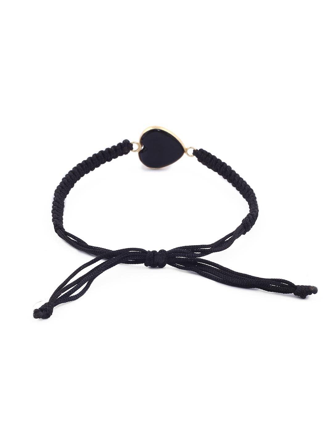 El Regalo 1 PC Lucky Evil Eye Handwoven Adjustable Bracelet - Protection Evil Eye Unisex Bracelet Set for All- Kids/Girls/Boys/Men & Women (Golden Black Heart Evil Eye)