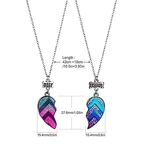 El Regalo 2 Pcs Best-Friend (Bf) Magnetic Heart Pendant Necklace Set For Girls/Sisters/Besties