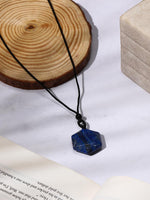 El Regalo Natural Healing Stones Hexagram Pendant Unisex Necklace for Men/Women (Blue Lapis Lazuli)