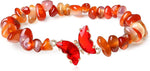 El Regalo 2PCs Natural Crystals Butterfly Bracelets Set- Real Crystals Healing Stones Bracelet Combo for Women (Red Agate)