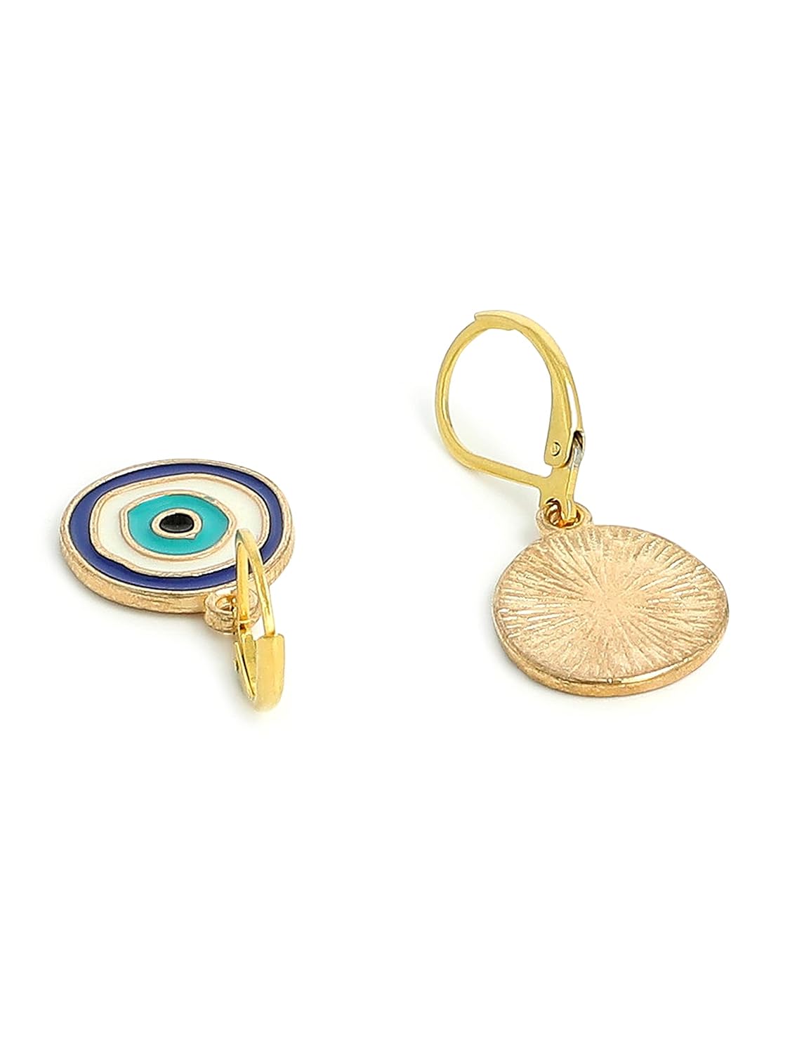 El Regalo 2 Pairs Evil Eye Hypoallergenic Dangle Heart, Star, Rainbow Studs/Hook Earrings - Handcrafted Golden Enamel Evil Eye Earrings for Girls & Women (Option- 5)