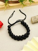 El Regalo 1 PC Tiger Eye & Black Onyx Matte Finish Double Layered Unisex Adjustable Bracelet - Men & Women Bracelet For Reiki Healing (Black Matt Stones Bracelet)
