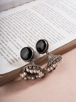 El Regalo Ethnic Oxidized Stone Stud Jhumka Earrings for Girls/Women- Exquisite Silver Lookalike Jhumki