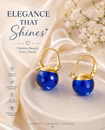 El Regalo Elegant & Graceful Aquamarine Austrian Crystal Earrings for Girls & Women- Sparkly Austrian Crystal Disco Ball Earrings (Indigo Blue)