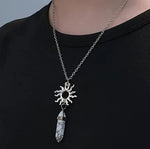 El Regalo 2Pcs BFF Best Friend Moon Sun Hexagonal Pointed Stone Pendant Necklace Set for Girls, Boys, Men, Women, Best Friend, Besties, Couples (Black & White)