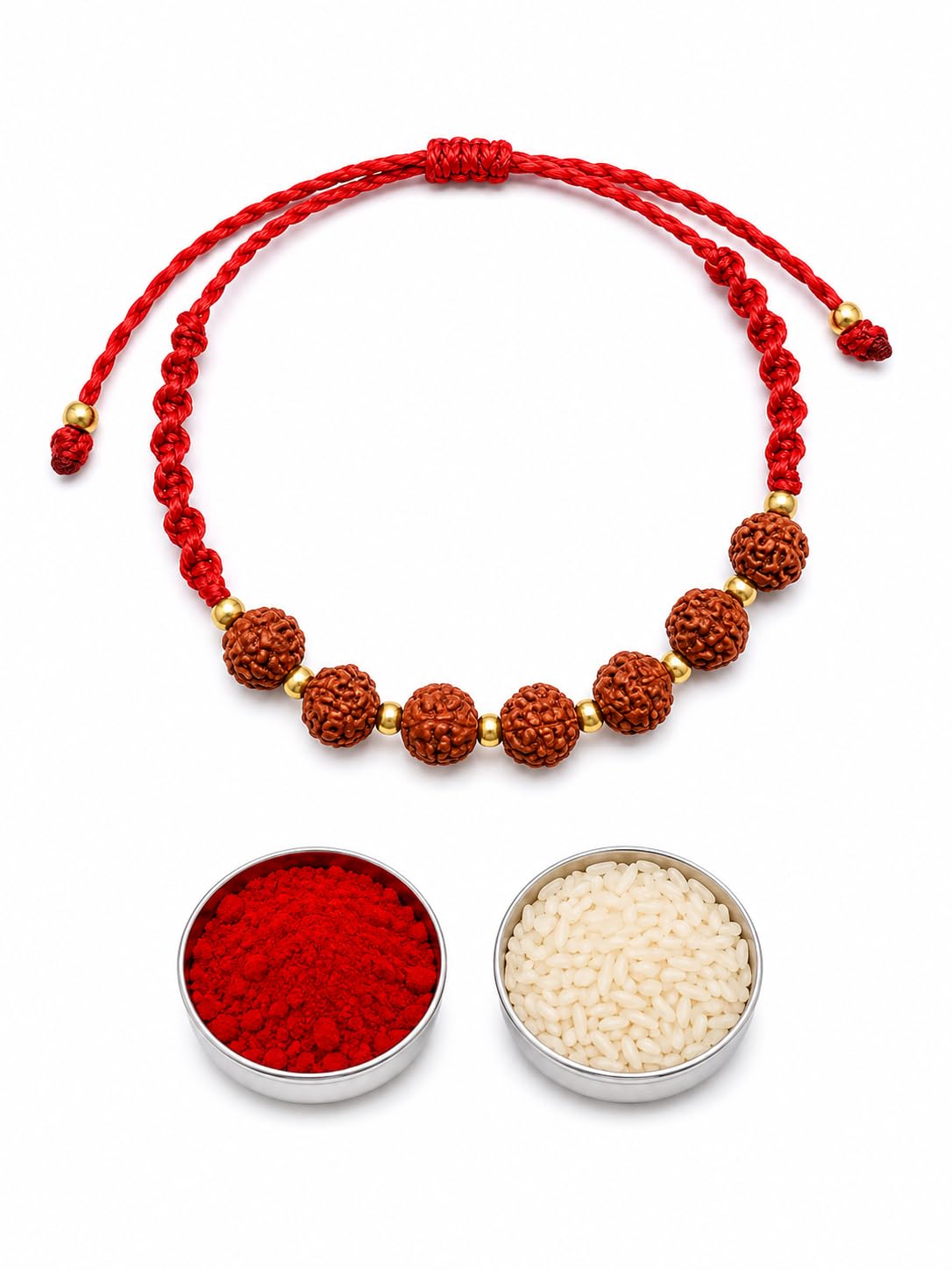 El Regalo Unisex-Adult 1 Pc Rudraksha Rakhi For Brother Lord Shiva With Shagun, Rakhi Message Card In Rakhi Gift Box For Bhai (Rudraksha Multi Beads)