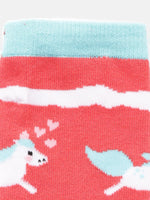 El Regalo 1 Pair Cute & Soft Fun Cartoon Animal Printed Funky Socks for Kids/Cute Animal Cartoon Print Lovely Combed Cotton High Knee Socks (3-8 Years) (Red Unicorn)