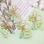 El Regalo Personalized Name Initials Butterfly Charm Keychain - Name Letters Keyring with Green Butterfly & Stars Filled Resin & Tassel Pendant, Purse, Bag, Backpack Accessory (Letter C)