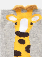 El Regalo 1 Pair Cute & Soft Fun Cartoon Animal Printed Funky Socks for Kids/Cute Animal Cartoon Print Lovely Combed Cotton High Knee Socks (3-8 Years) (Grey Girraffe)