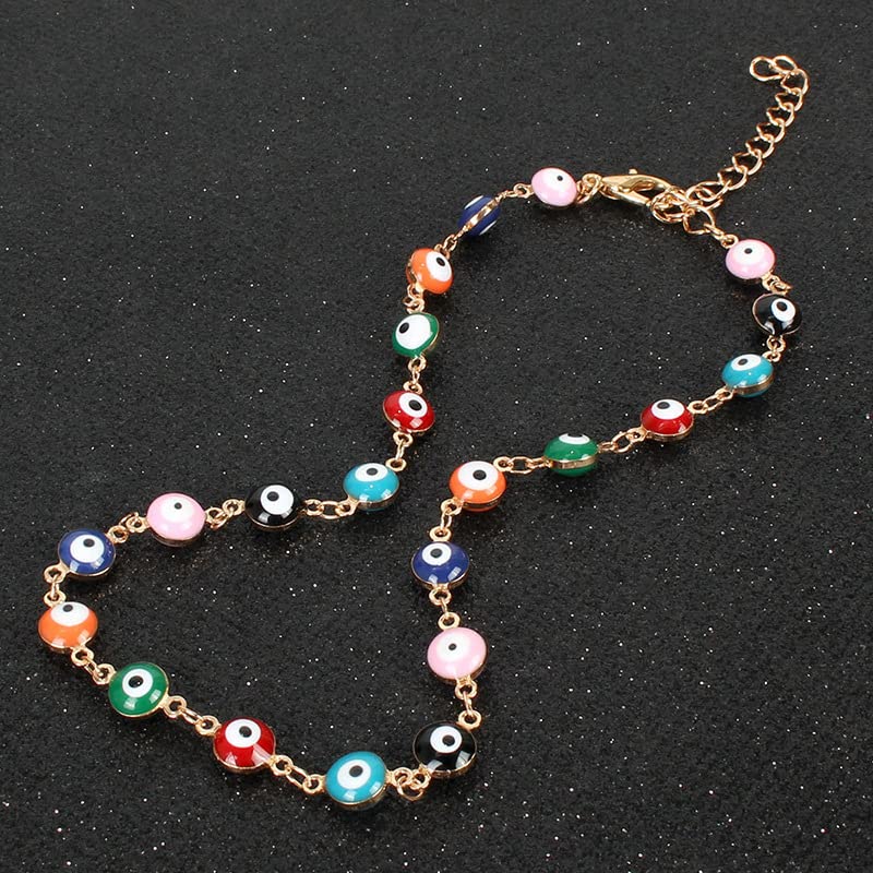 El Regalo Evil Eye Choker Necklace - Enameled Fashion Evil Eye Choker Necklace for Teen Girls & Women (Round Evil Eye Multi Color)