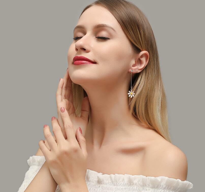El Regalo 1 Pair Daisy Flower Earrings for Girls & Women- Cute Flower Earrings (Style- 6)