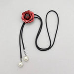 El Regalo 3 in 1 Adjustable Camellia Flower Choker Necklace cum Waist Body Chain for Girls & Women | Multi-Use Fashion Jewelry for Weddings, Parties & Holidays (Red)
