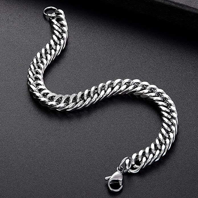 El Regalo 1 PC Stainless Steel Cuban Chain Bracelets Rakhi for Brother 1 PC Chain Bracelet Rakhi with shagun, Rakhi Message Card in Rakhi Gift Box for Bhai/Bhaiya/Bhatija (Option-3)