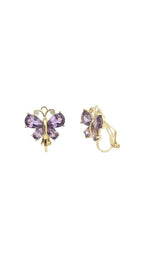 El Regalo Colorful Butterfly Non-Pierced Clip On Earrings for Girls/Women- Cute Non-Pierced Ear Clip Earrings | Enamel Blue/Purple Crystal Earrings (Purple Crystal Butterfly)