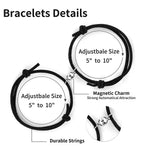 El Regalo Unisex 2 Pcs Magnetic Couple Ball Bracelets Set For Best Friend- Mutual Attraction Magnet Matching Bracelets Rope Braided Set For His Her Couples BFF Friendship Jewelry (2 Black Set)