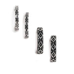El Regalo 2 Pairs Tribal Oxidized Half Hoop Earrings, Huggie Earrings- Hammered Bohemian Oxidized German Silver Baali Earrings (Option-3)