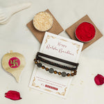 El Regalo 1 PC Designer Tiger Eye Stones with Antique Tree of Life Charms Bracelet Rakhi for Brother/Bhai- Rakhi with Roli-Chawal Shagun, Message Card in Rakhi Gift Box