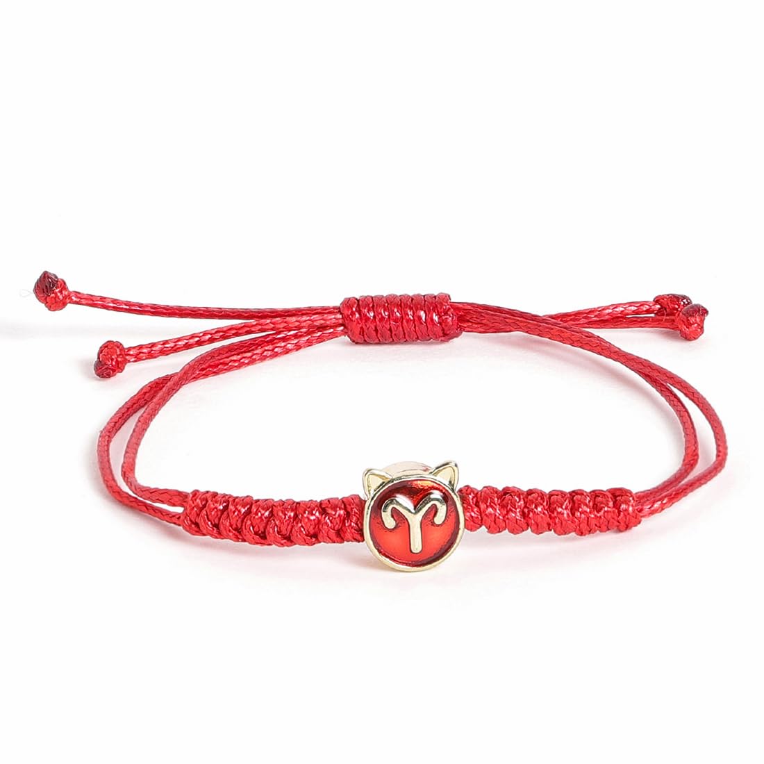 El Regalo 1 PC Zodiac Signs/Sun Signs Red Thread Bracelet Rakhi for Bhai/Brother/Niece or Nephew - Zodiac Sign Rakhi, Roli-Chawal Shagun, Rakhi Message Card in Rakhi Box (Aries Rakhi)