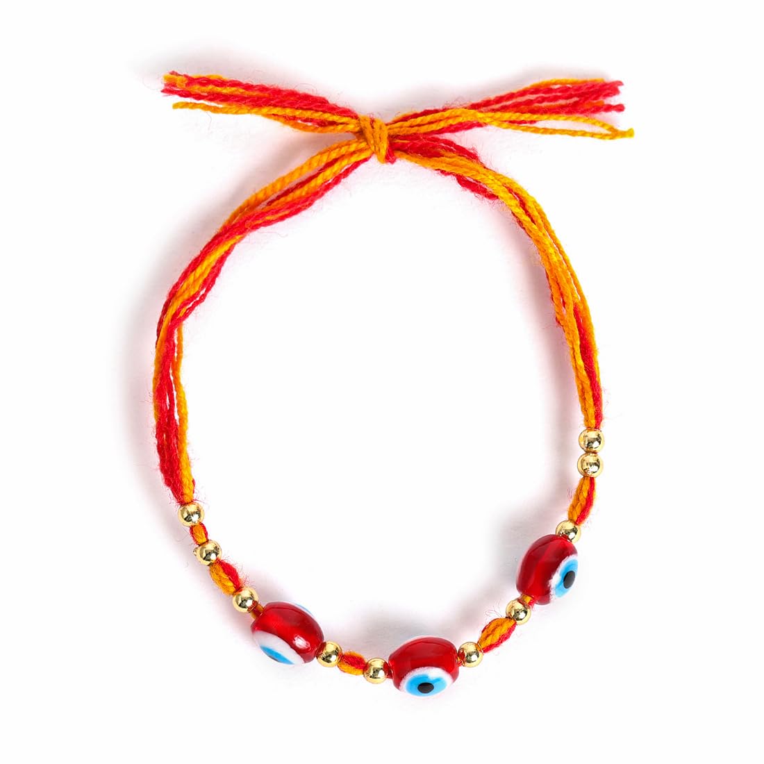 El Regalo 1 PC Evil Eye Moli Rakhi for Bhaiya - Rakshabandhan Original Evil Eye Beads Rakhi with Message Card & Shagun in Rakhi Box (Red Evil Eye, 1)