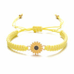 El Regalo 2 PCs Sunflower Daisy Bracelet - Adjustable Sunflower Bracelets for Best Friends/Besties - Sunflower Pinky Promise Bracelets for Kids Girls/Teens/Women (Yellow & Blue Sunflower Bracelet)
