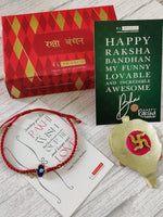El Regalo Evil Eye Hamsa Hand Rakhi with shagun, Rakhi Message Card in a Rakhi Box for Brother- Enameled Hamsa Hand Rakhi for Brother/Bhai/Bhabhi/Bhaiya/Bhatija/Nephew