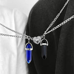 El Regalo Unisex 2Pcs/Set Crystal BFF Best Friend Magnetic Couple Matching Split Heart Pendant Necklaces for Besties/Couples - Valentines Day Gift (Black & Blue)