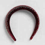 El Regalo Rhinestone Valvet Broad Party Headband- Padded Crystal Rhinestone Headband Embellished Hair Retro Jewelled Hairband Hair Accessory for Women Girl Wedding Parties Birthday (Maroon Red)