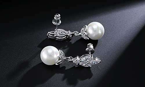 El Regalo Zircon Pearls Earrings- American Diamond Party Pearls Earrings for Girls & Women - Gift for Her (Ziron Pearl Stud Earrings)