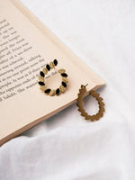 El Regalo Classy Stainless Steel Black & Golden Leaves Stud Earrings- Anti-Tarnish Statement Earrings